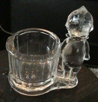 Vintage Clear Glass Kewpie Candy Container George Borgefeldt Co.  Serial 2862