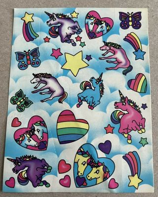 Vintage 80’s Lisa Frank Unicorn Stickers Hearts Stars Rainbow Sticker S123 80s