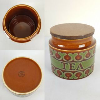 Vintage Hornsea Pottery Bronte Tea Caddy Storage Jar Brown Green 5 " 1977