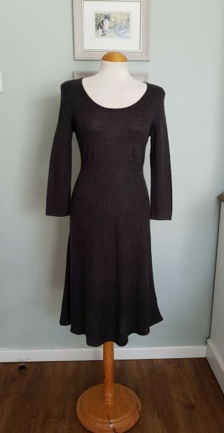 Vintage Inspired Wool Blend Knitted Jumper Dress Uk S 70s/hippy/boho/10/12/shift