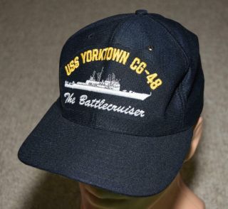 Vintage Uss Yorktown Cg - 48 Guided Missile Cruiser Command Crew Ballcap Hat