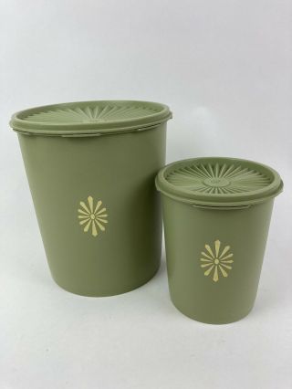 Vintage Tupperware Canisters 805 - 1,  811 - 6 Olive Green