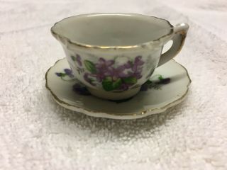 Vintage Mini Tea Cup And Saucer Violets Made In Japan