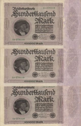 Germany 100000 Mark Vintage Paper Money 1923
