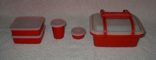 Vintage Mini Tupperware Pack - N - Carry Lunchbox Set Orange 1513