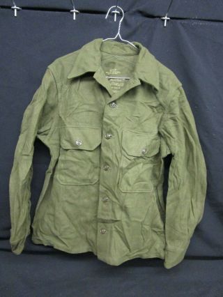 Shirt,  Field,  Wool,  Olive Green - 108 - Medium Vintage Usgi Korean War 15 May 1953