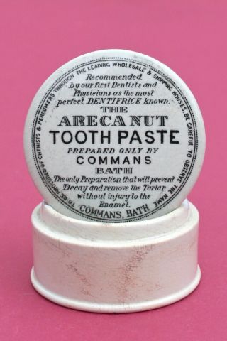Vintage C1900s Commans Bath Areca Nut Toothpaste Potlid Pot Lid,  Base Pot