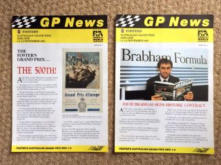 4 Vintage Adelaide Australian Formula 1 One 1990 Gp News Letter David Brabham