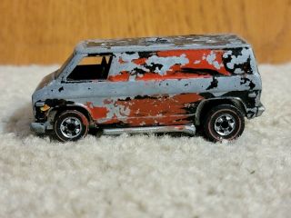 Vintage 1974 Redline Hot Wheels - Black Van With Flames