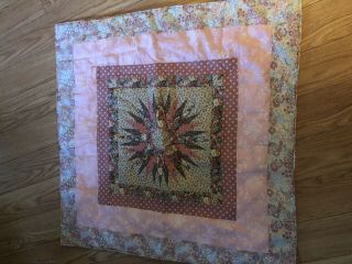 Vintage Small Pretty ￼handmade Pink Star Quilt For Crib