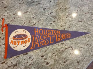 Vintage Houston Astros Baseball Pennant Full Size Nuclear Dome