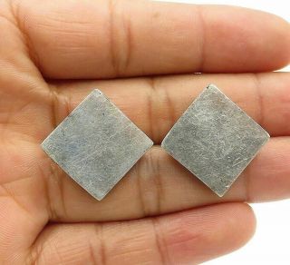 Mexico 925 Silver - Vintage Minimalist Smooth Square Stud Earrings - E7118