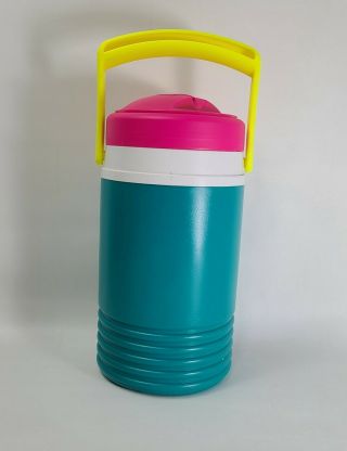 Vtg Igloo 1/2 Half Gallon Water Jug Cooler - Neon Pink,  Yellow,  Teal 80’s 90’s