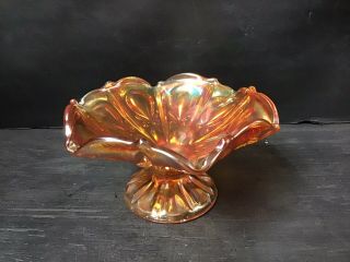Vintage Imperial Carnival Glass Bowl Propeller Pattern Marigold Color