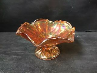 Vintage Imperial Carnival Glass Bowl Propeller Pattern Marigold Color 2