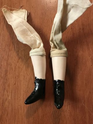 Vintage Porcelain Bisque Boudoir Doll Legs 3 1/4” Flat Boot Parts Restore Repair