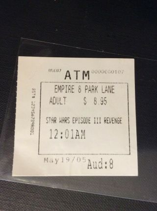 Movie Ticket Stub - Star Wars Revenge Of The Sith First Showing