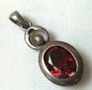 Stunning Vintage Estate Signed 925 Sterling Silver Red Stone 1 " Charm G5140