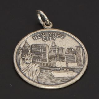 Vtg Sterling Silver - Beau York City Shield Souvenir Bracelet Charm - 3g