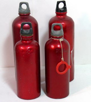 Vintage Sigg Switzerland Water / Fuel Bottles Red Please Read