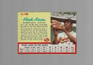 Vintage Post Cereal Baseball Card Hank Aaron 1962 Milwaukee Braves