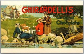 1960s San Francisco Ca Postcard W/ Vintage Ghirardelli 
