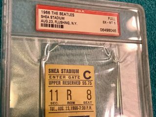 The Beatles at Shea Stadium Aug 23rd 1966 Full Ticket PSA CERTIFIED AUTHENTIC 2