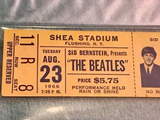 The Beatles at Shea Stadium Aug 23rd 1966 Full Ticket PSA CERTIFIED AUTHENTIC 3