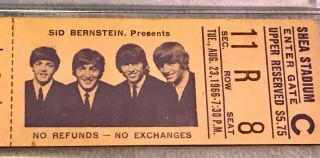 The Beatles at Shea Stadium Aug 23rd 1966 Full Ticket PSA CERTIFIED AUTHENTIC 4
