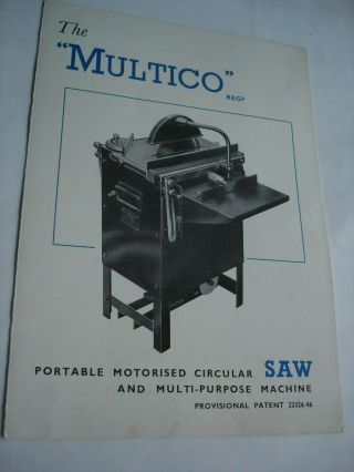 Vintage Multico Circular Saw & Multi - Purpose Machine Brochure