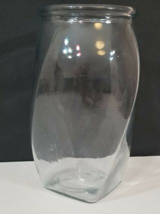 Vtg Clear Glass 9 " Square Quarter Spiral Jar Vase
