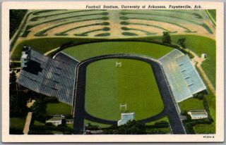 Vintage University Of Arkansas Postcard " Football Stadium " Aerial View C1930s
