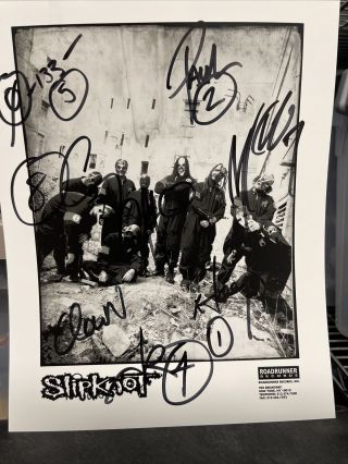 Slipknot Promo Photo Autographed By 9 Members (gray Jordison)