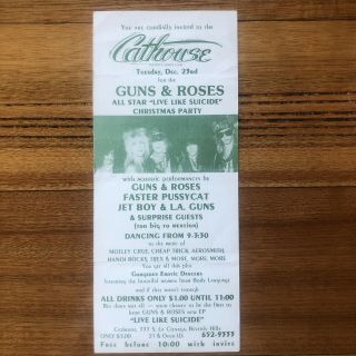 Guns & Roses Faster Pussycat Jet Boy L.  A.  Guns Cathouse Ticket / Flyer / Invite