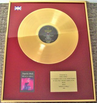 Depeche Mode Stunning Rare Bpi U.  K.  Gold Sales Award 