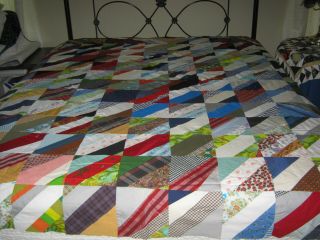 Vintage Quilt Top Multi - Color And Multi - Prints Cottons & Machine Pieced Stitched