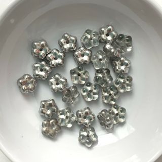 24 Vintage Czech Glass Lochrosen Daisy Flower 7mm Silver Crystal Spacer Beads