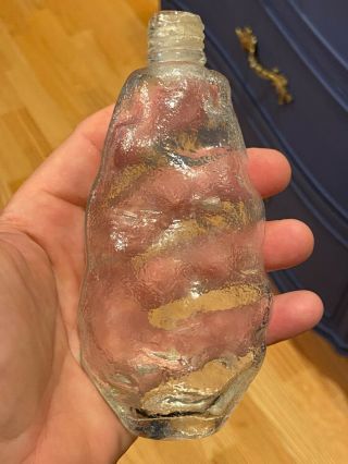 1800 ' s Antique Rare POTATO WHISKEY FLASK Bottle,  Ground Lip,  Vintage Glass, 2