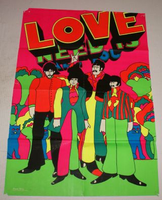 The Beatles Rare Vintage 1967 All You Need Is Love Psychadelic Poster Htf