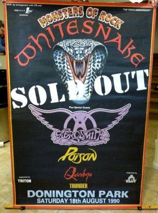 1990 Monsters Of Rock Huge 40x60 Concert Poster 100 Real Aerosmith Whitesnake