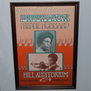 Herbie Hancock Freddie Hubbard Hill Auditorium Ann Arbor 1973 Org Concert Poster