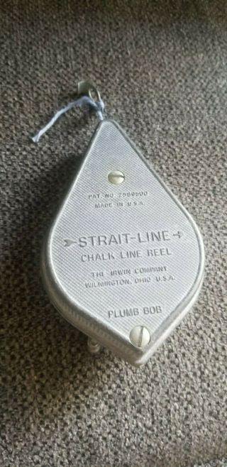 Vintage 1952 Strait - Line Chalk Line Reel Plumb Bob The Irwin Company