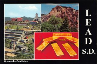 Lead South Dakota Homestake Gold Mine Multi - View Open Cut Vintage Postcard J04