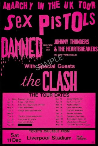 The Sex Pistols The Clash 1976 Anarchy In The Uk Torquay Concert Poster