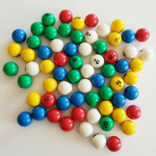 Vintage Plastic Colored Bingo Balls 67 Total For Crafts Game Parts
