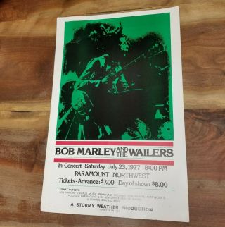 Bob Marley And The Wailers Vintage July 23,  1977 Seattle Paramount Poster Rare