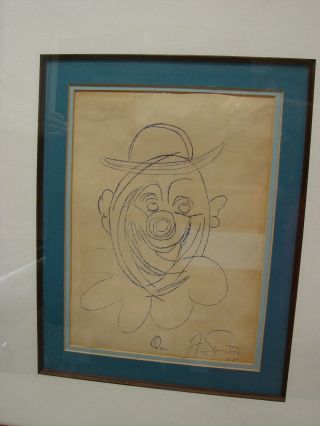 Rare 1948 Clown Drawing By Frank Sinatra,  Signed & Dated