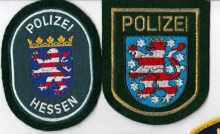 Vintage German Police Polizei Embroidered Cloth Sleeve Badges 10 X 9 Cm Or