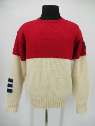 M8858 Vtg Polo Ralph Lauren Two - Tone Wool Knitted Pullover Sweater Size L