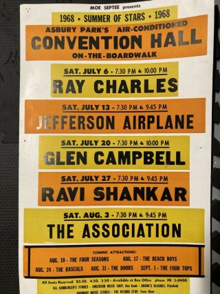 1968 Concert Poster The Doors Ray Charles Beach Boys Asbury Park Nj